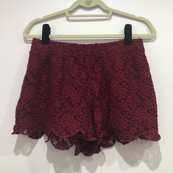 Free People High Waisted Red Lace Shorts - Picture 4 of 9